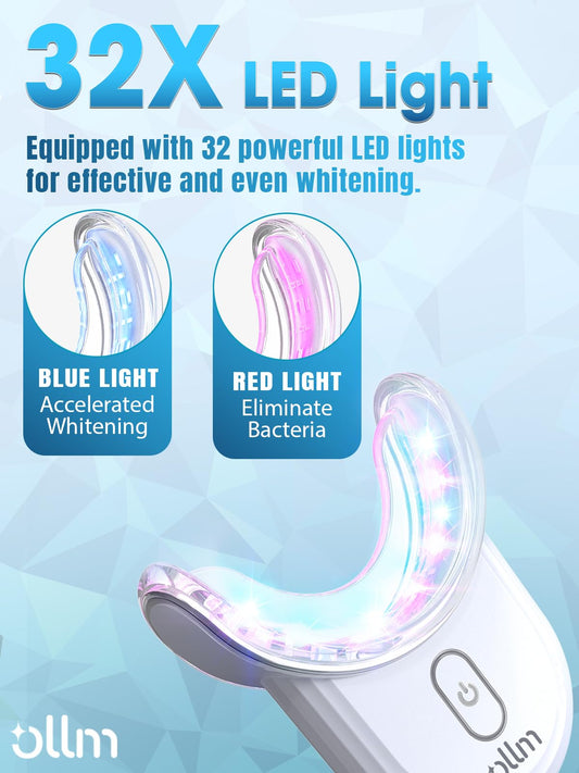 Close-up of LED lights and whitening gel pens for sensitive teeth