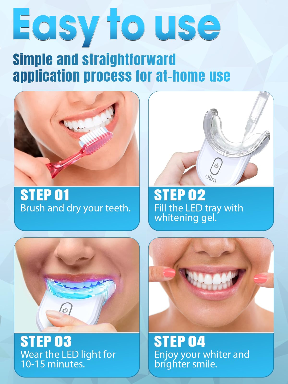 Portable teeth whitening kit suitable for home, work, and travel