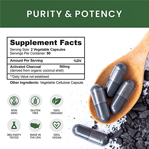 Teeth whitening and oral health with activated charcoal capsules