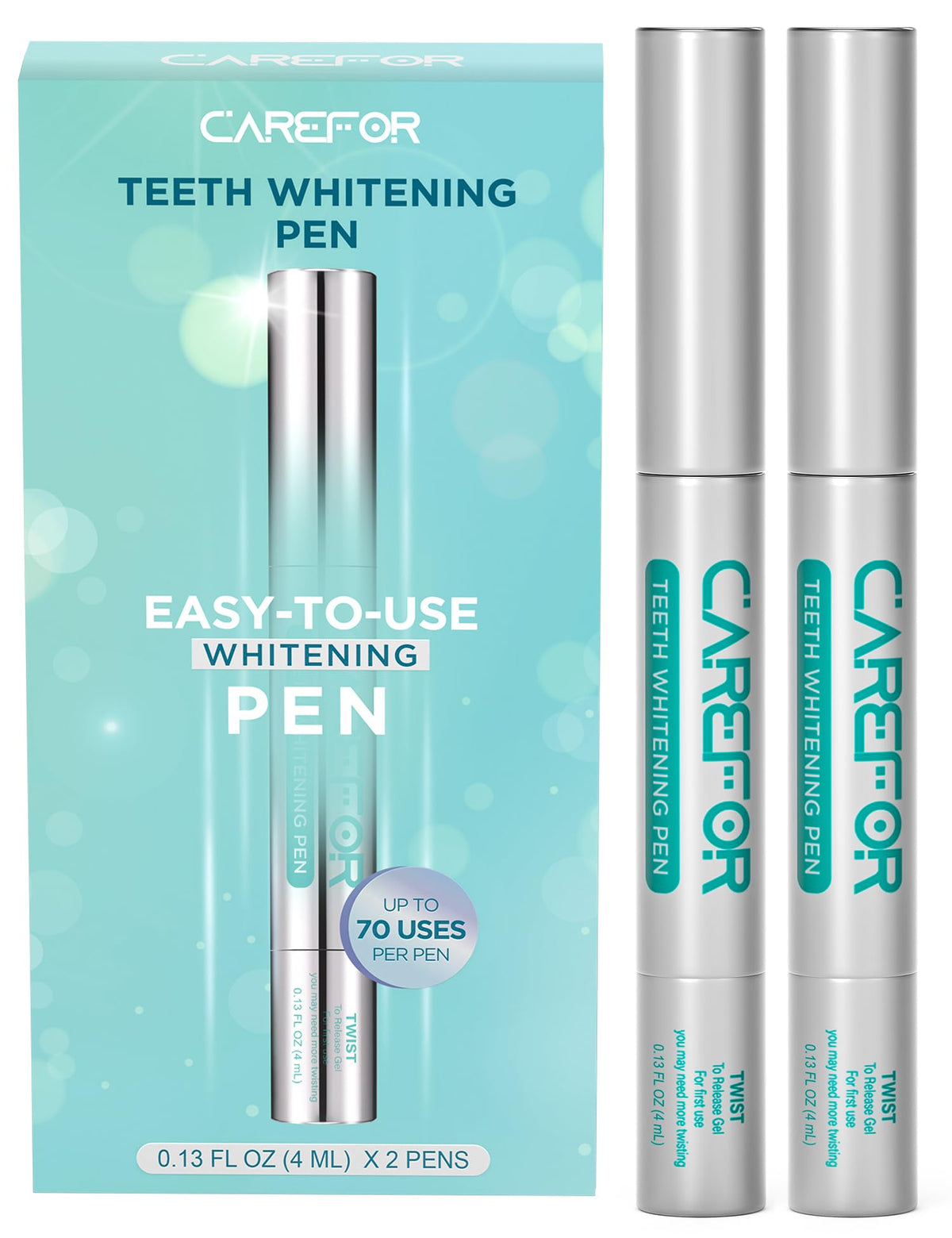 Teeth Whitening Pen 2 Pack 8ml - dual-pen setup with portable design