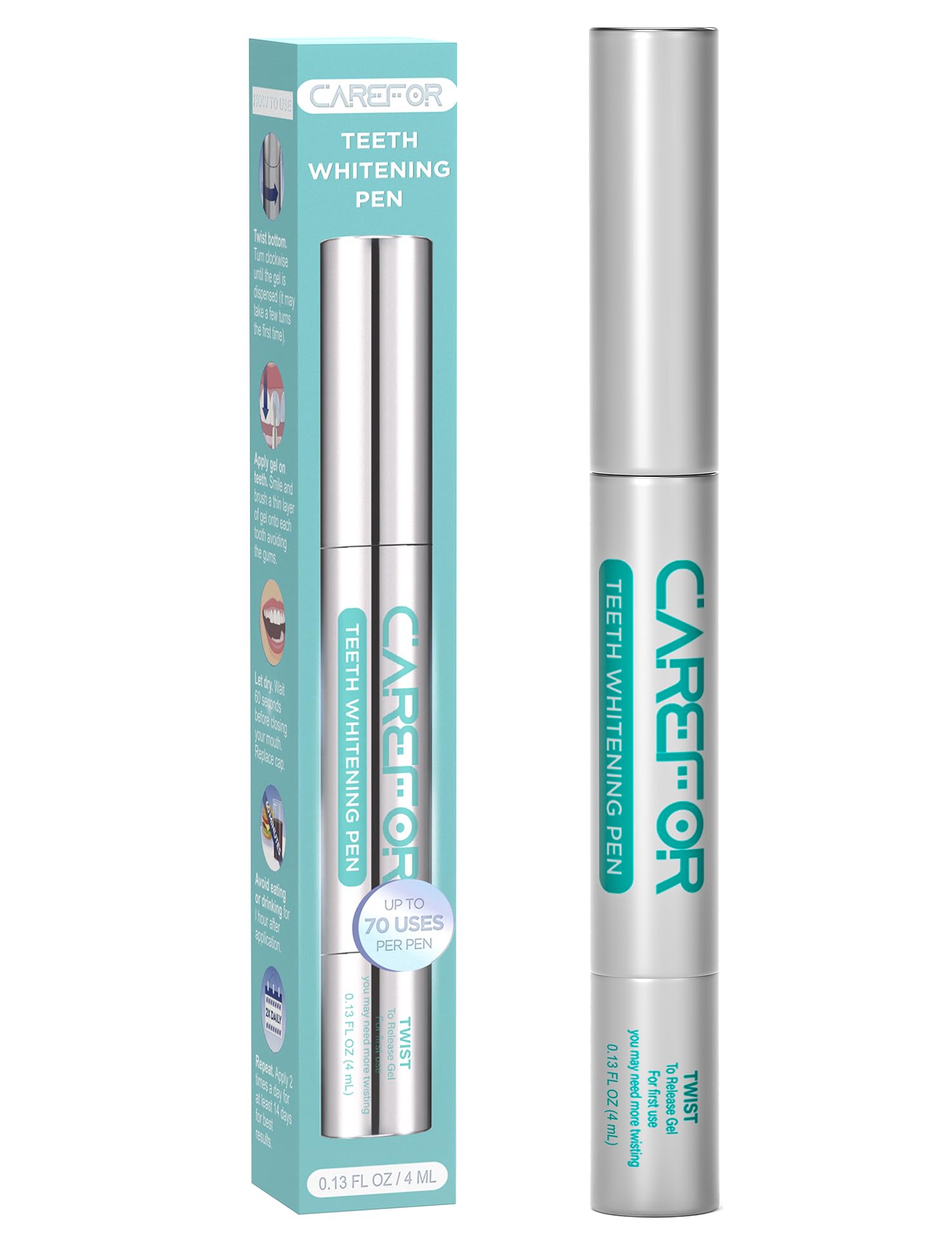 Teeth whitening pen with built-in brush applicator (4ml)