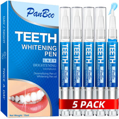 Teeth Whitening Pen 5-Pack box and pens