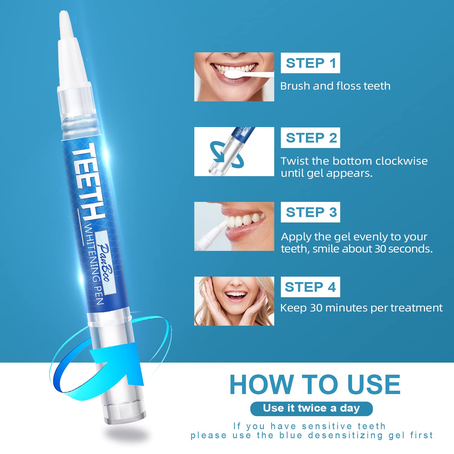 Whitening results after 1–2 weeks