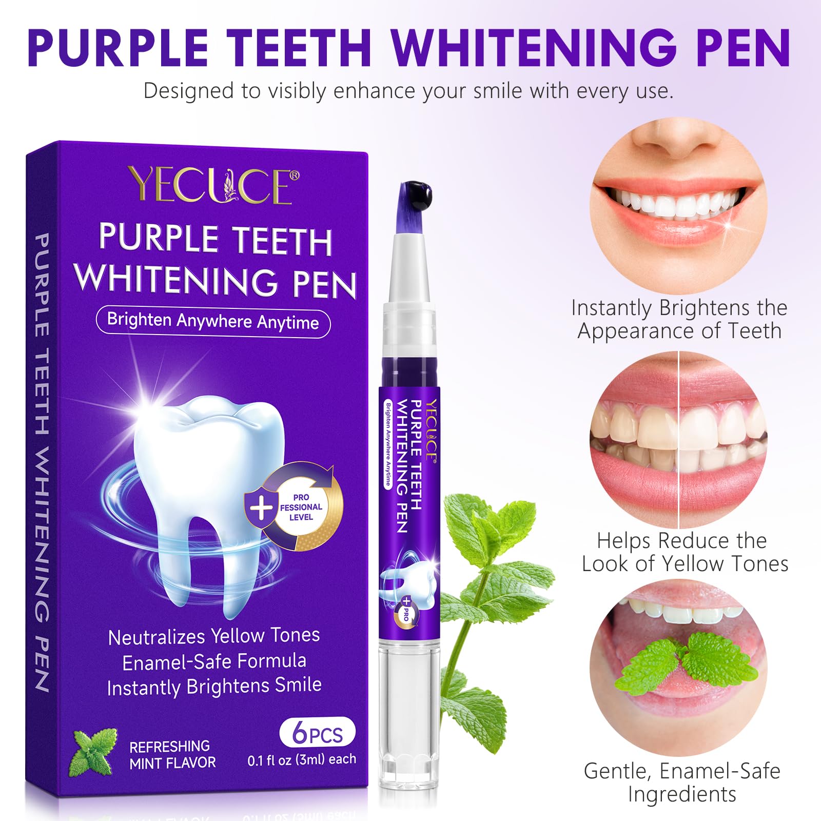 Teeth whitening pen applying to a tooth