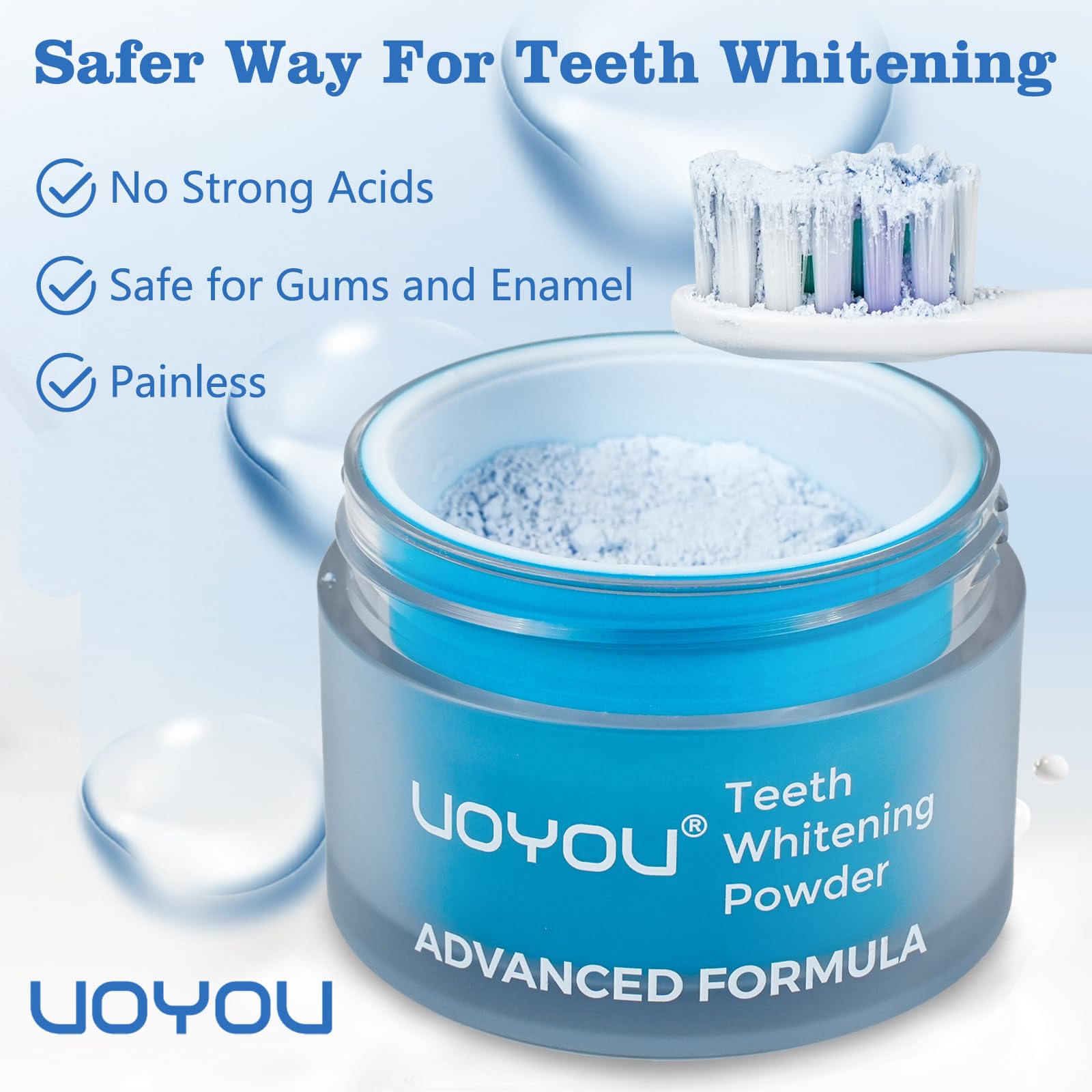 Toothbrush coated with whitening powder