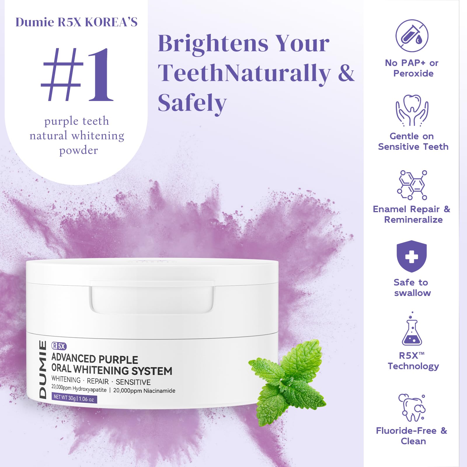 Close-up of product label highlighting hydroxyapatite and niacinamide