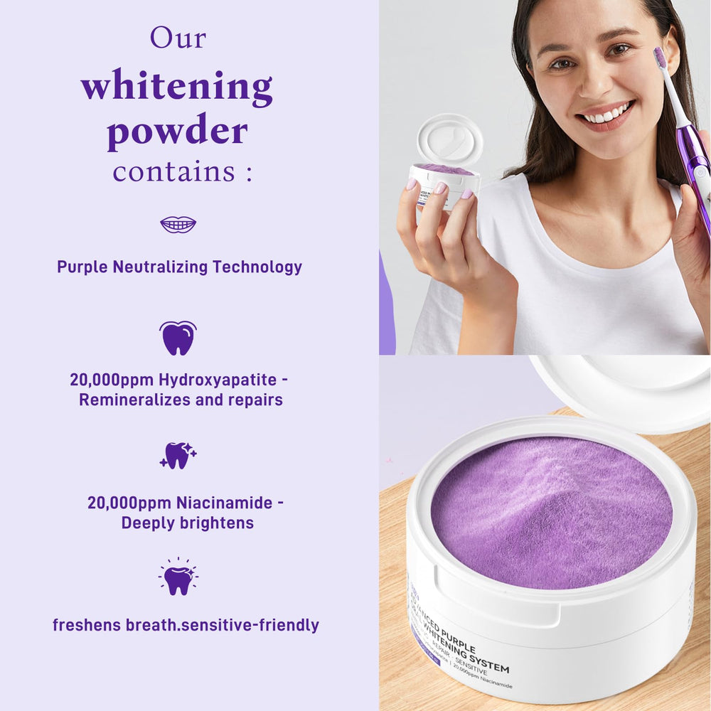 Toothbrush displaying powder on bristles