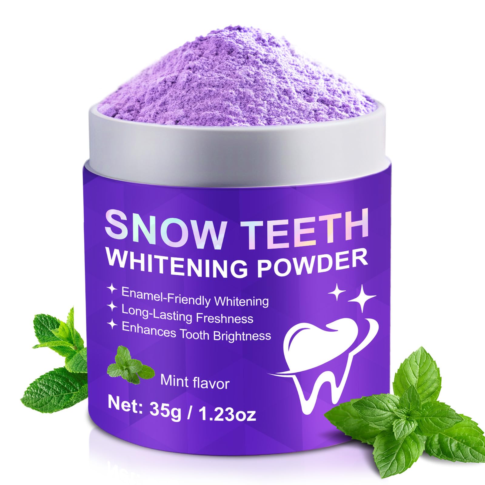 Snow Teeth Whitening Powder PAP+ formula bottle close-up