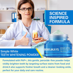 Powder being scooped for brushing on toothbrush
