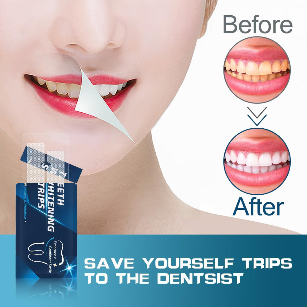 Non-slip whitening strip applied on teeth