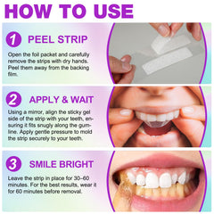 Whitening strip being applied to lower teeth