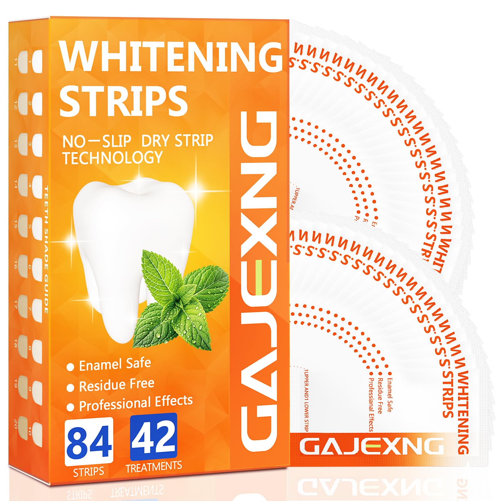 Teeth whitening strips kit: 84 strips, 42 treatments, mint flavor