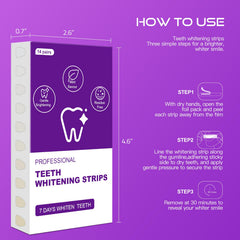 Whitening strips being applied to teeth