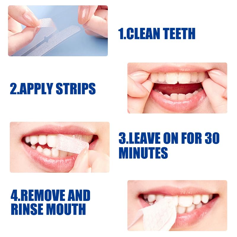Close-up of whitening strip on teeth