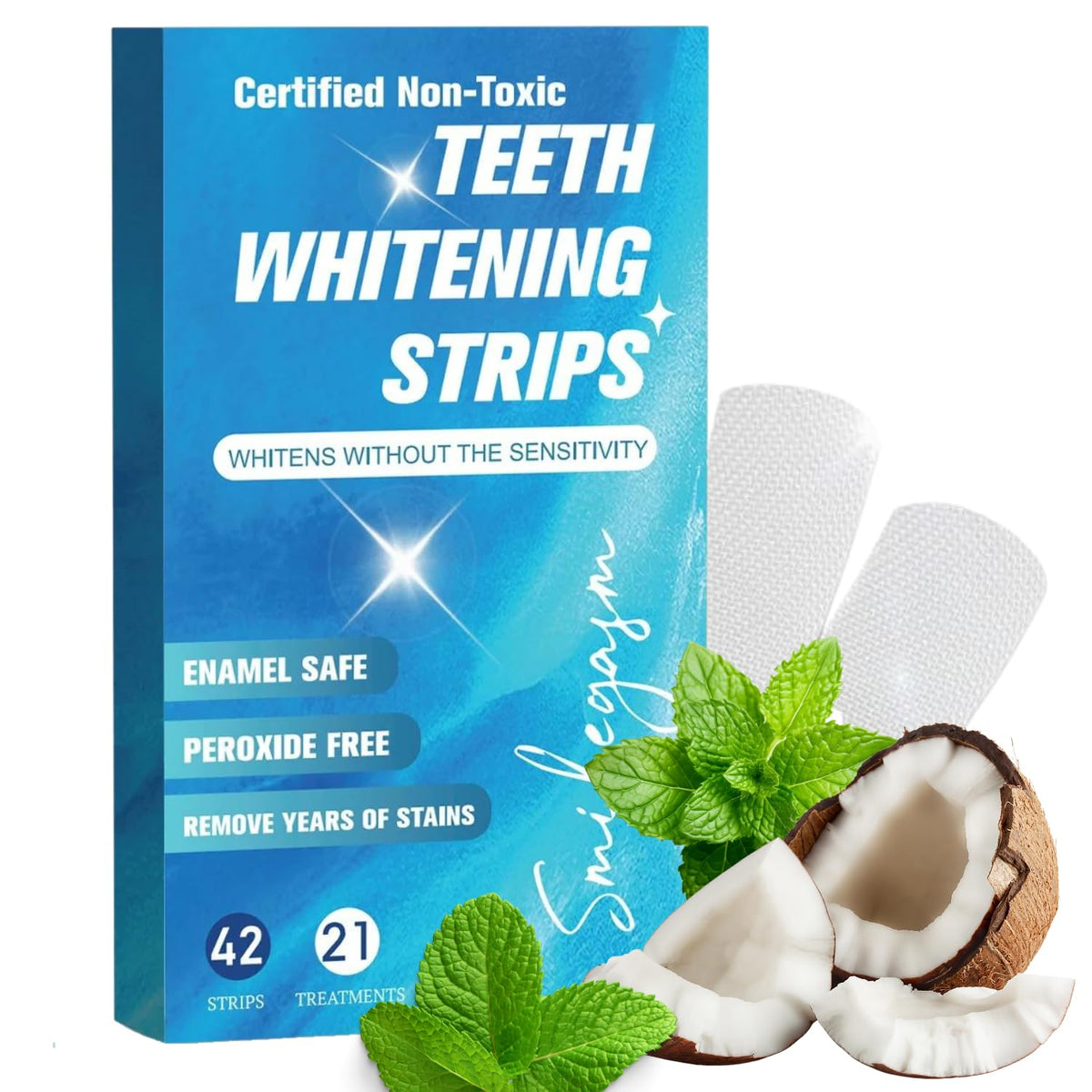 Smilegasm Teeth Whitening Strips package front