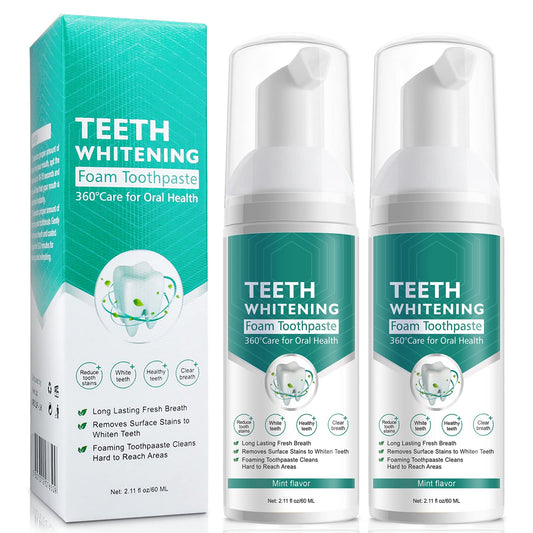 Close-up of foam whitening toothpaste texture