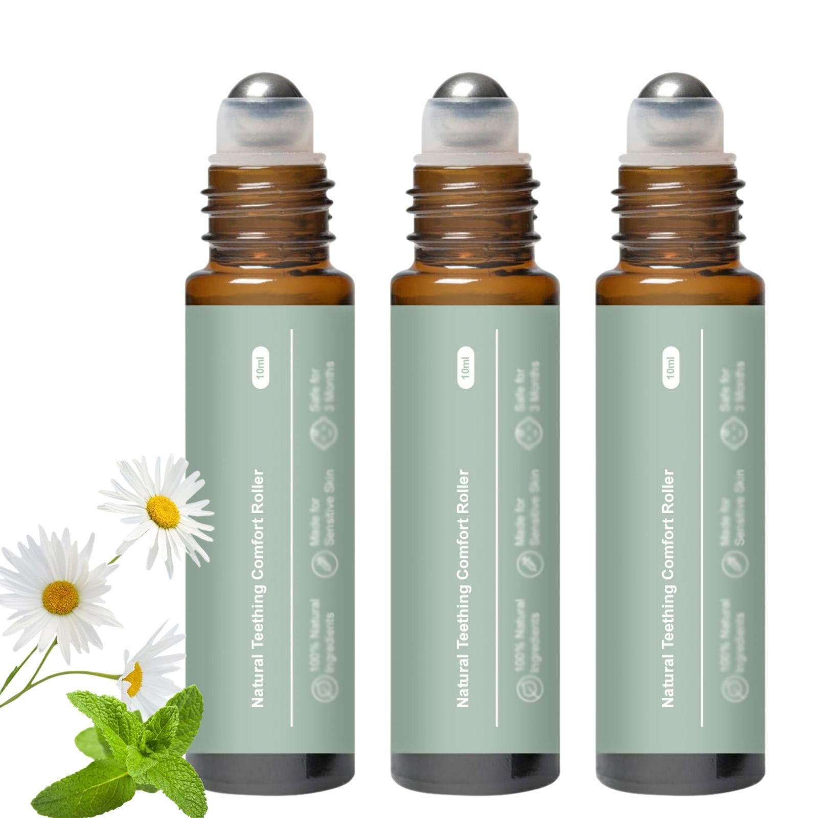 Teething Relief Roller 3-piece set with Natural Gentle branding