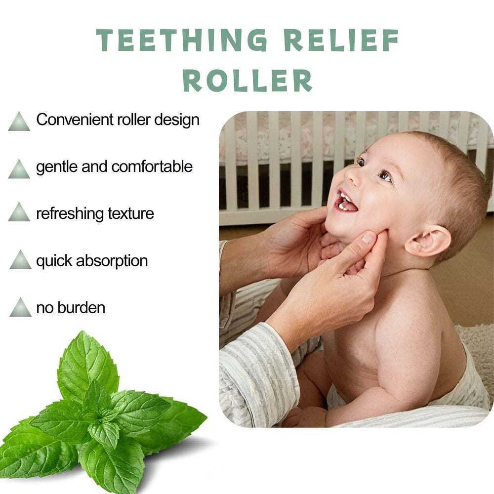 Compact 10ml teething relief roller designed for portability