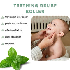 Compact 10ml teething relief roller designed for portability