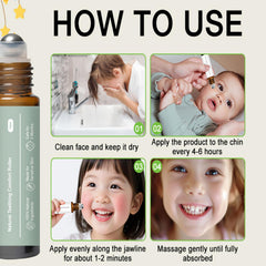 Applying the teething roller to baby's gums