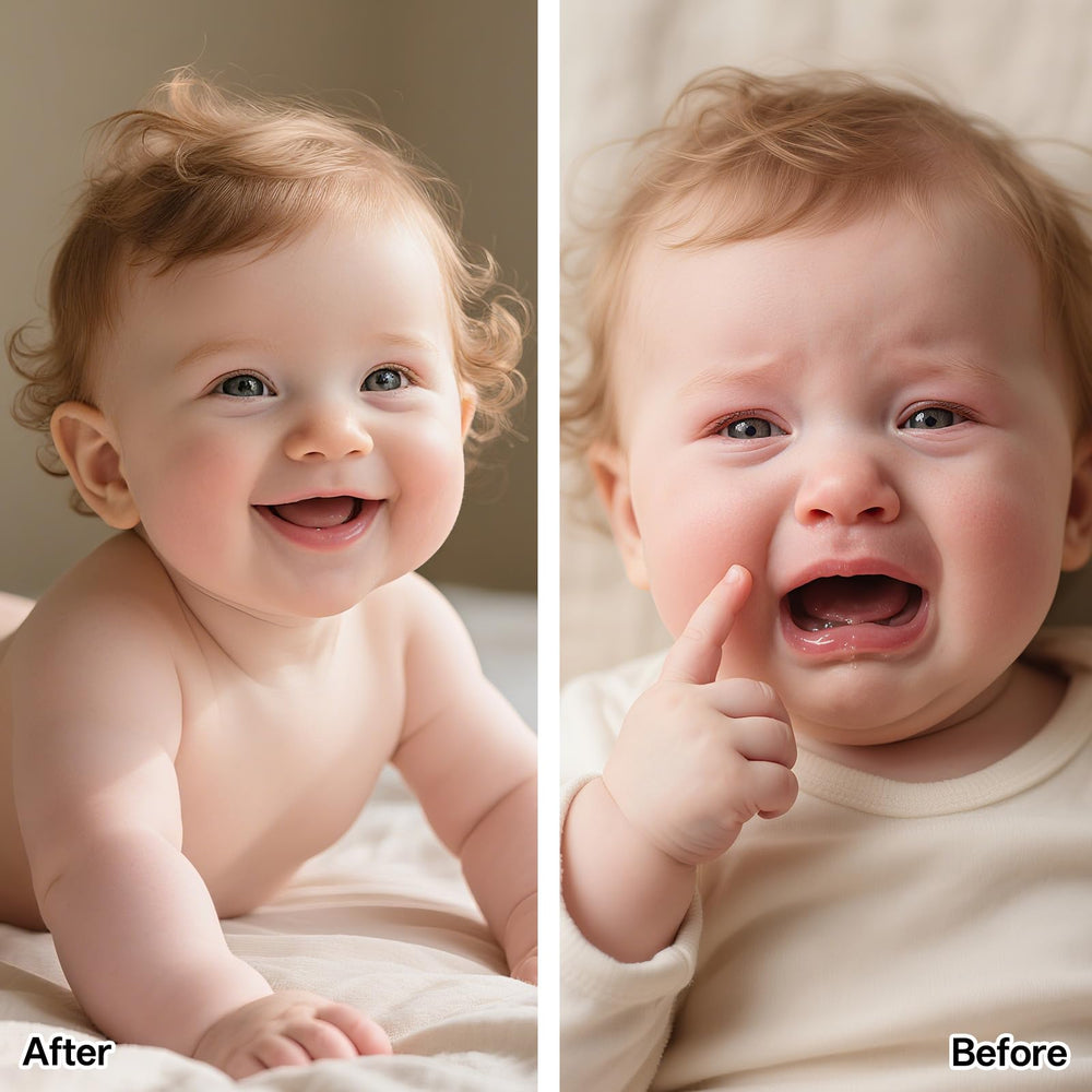 Roll-on application along baby's jawline or bottoms of feet