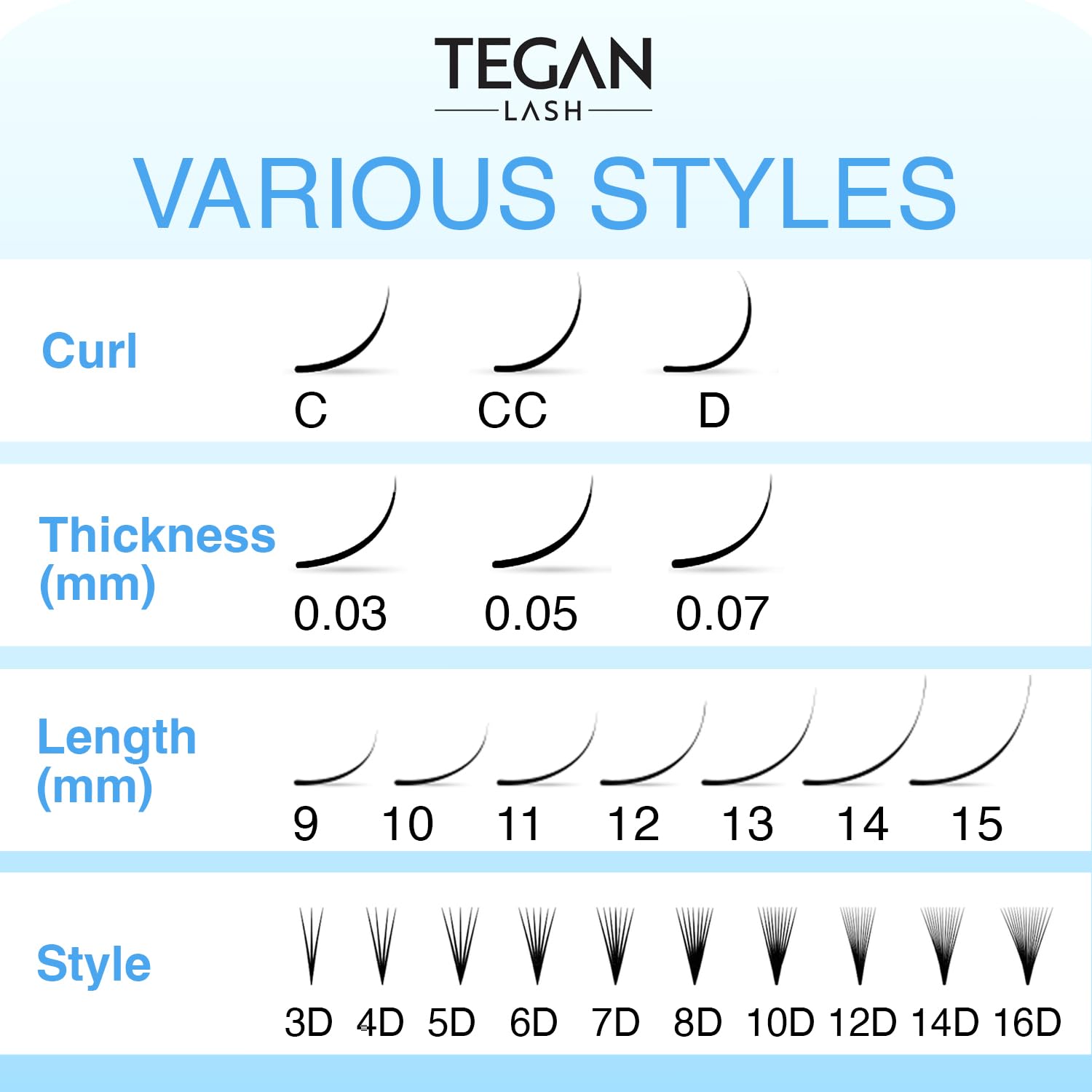 TEGAN LASH 500 promade fans stable curl: long-lasting curl maintains shape.