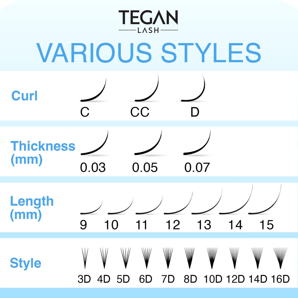 TEGAN LASH 500 promade fans stable curl: long-lasting curl maintains shape.