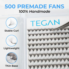 TEGAN LASH premade fans 8D-16D variety for flexible lash styling