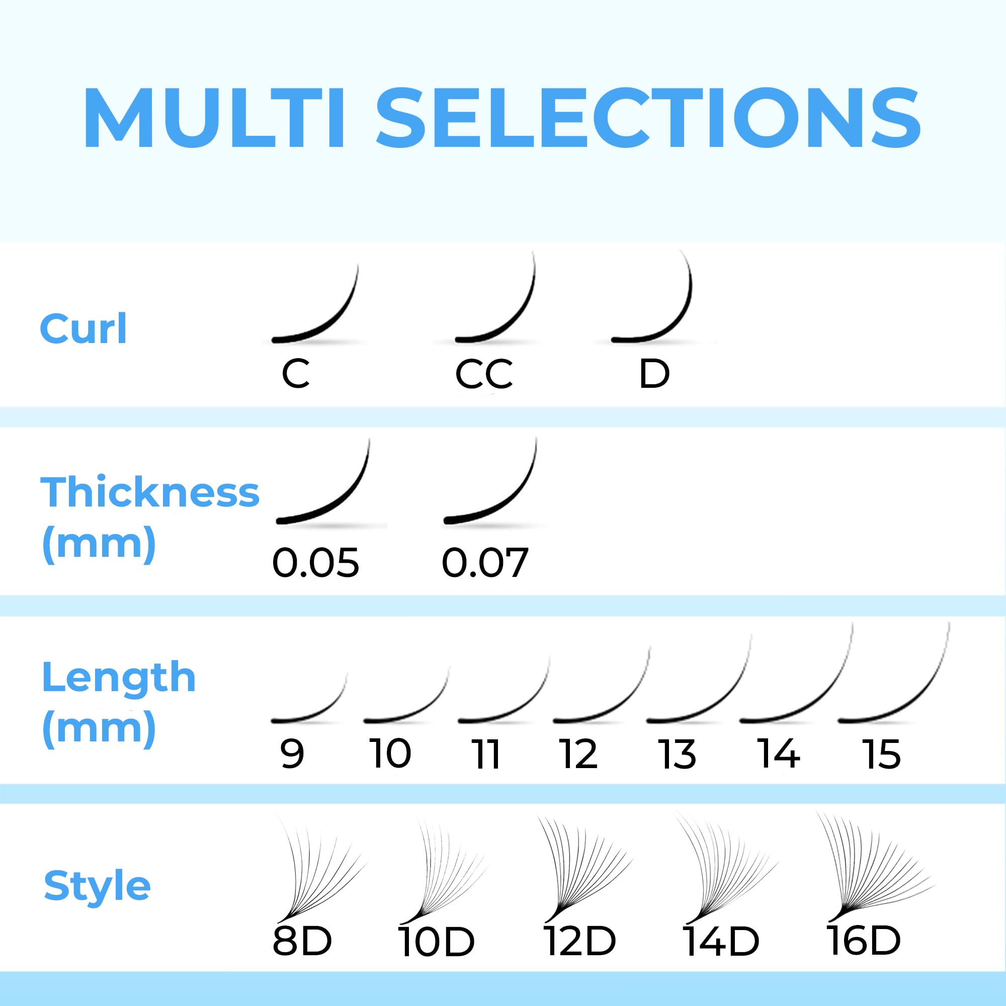 TEGAN LASH curl options C/CC/D with thin base for comfortable wear