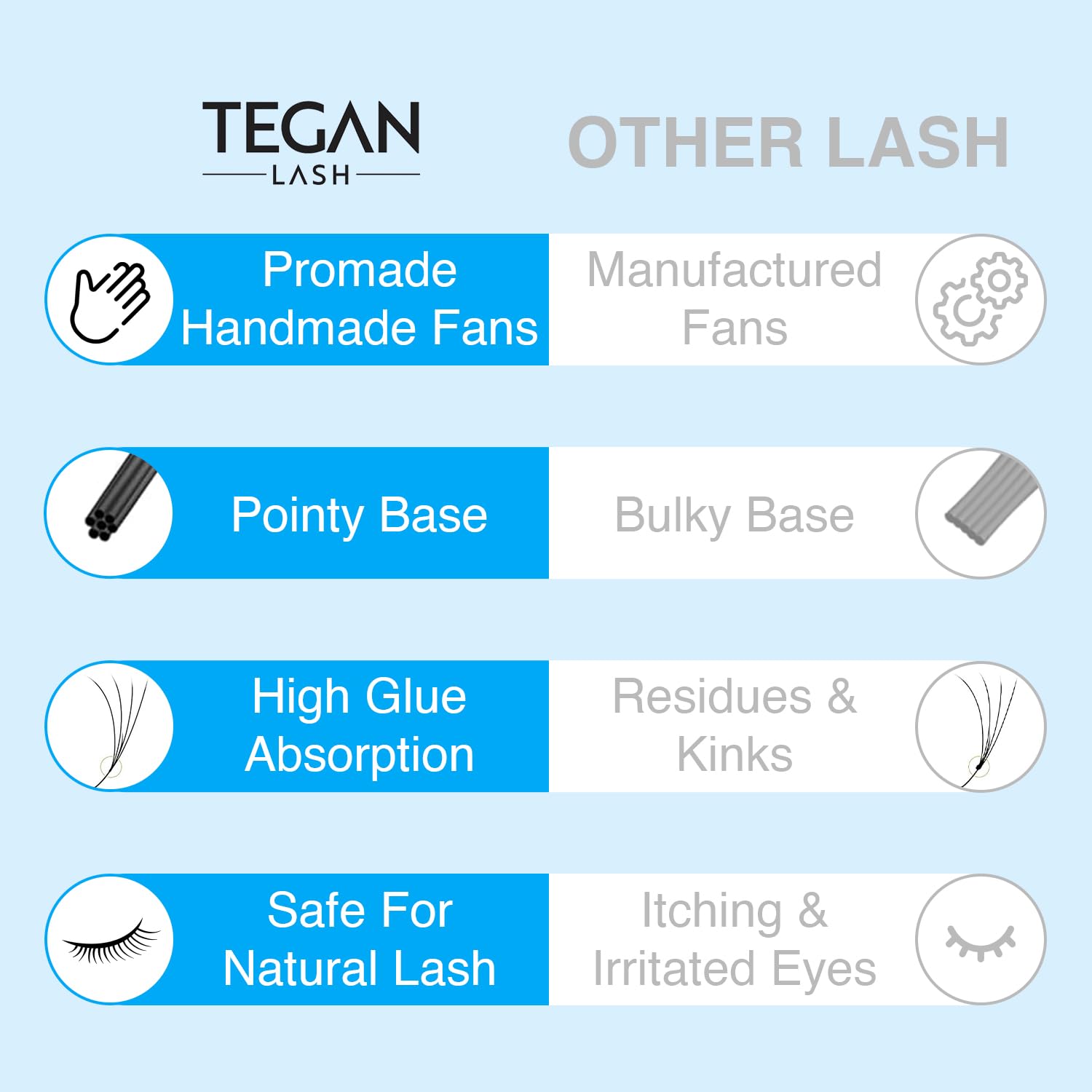 TEGAN LASH easy-application lashes enable clean glue application with minimal residues.