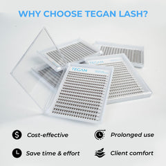 TEGAN LASH time-saving premade fans speed up application for professionals