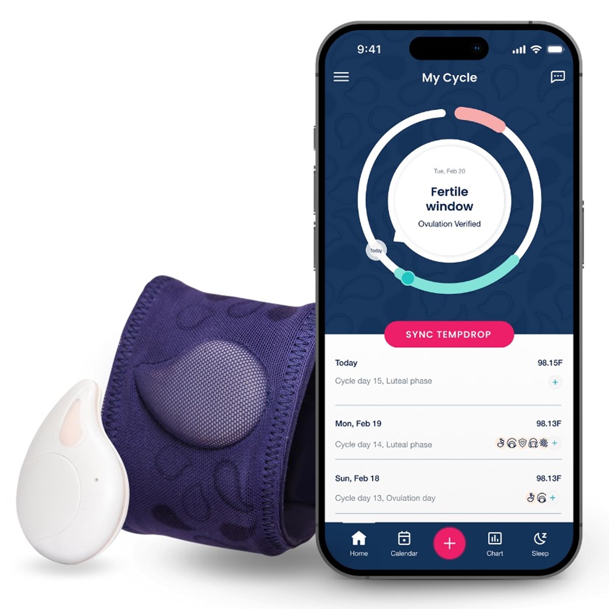 Tempdrop wearable sensor worn on the upper arm at night