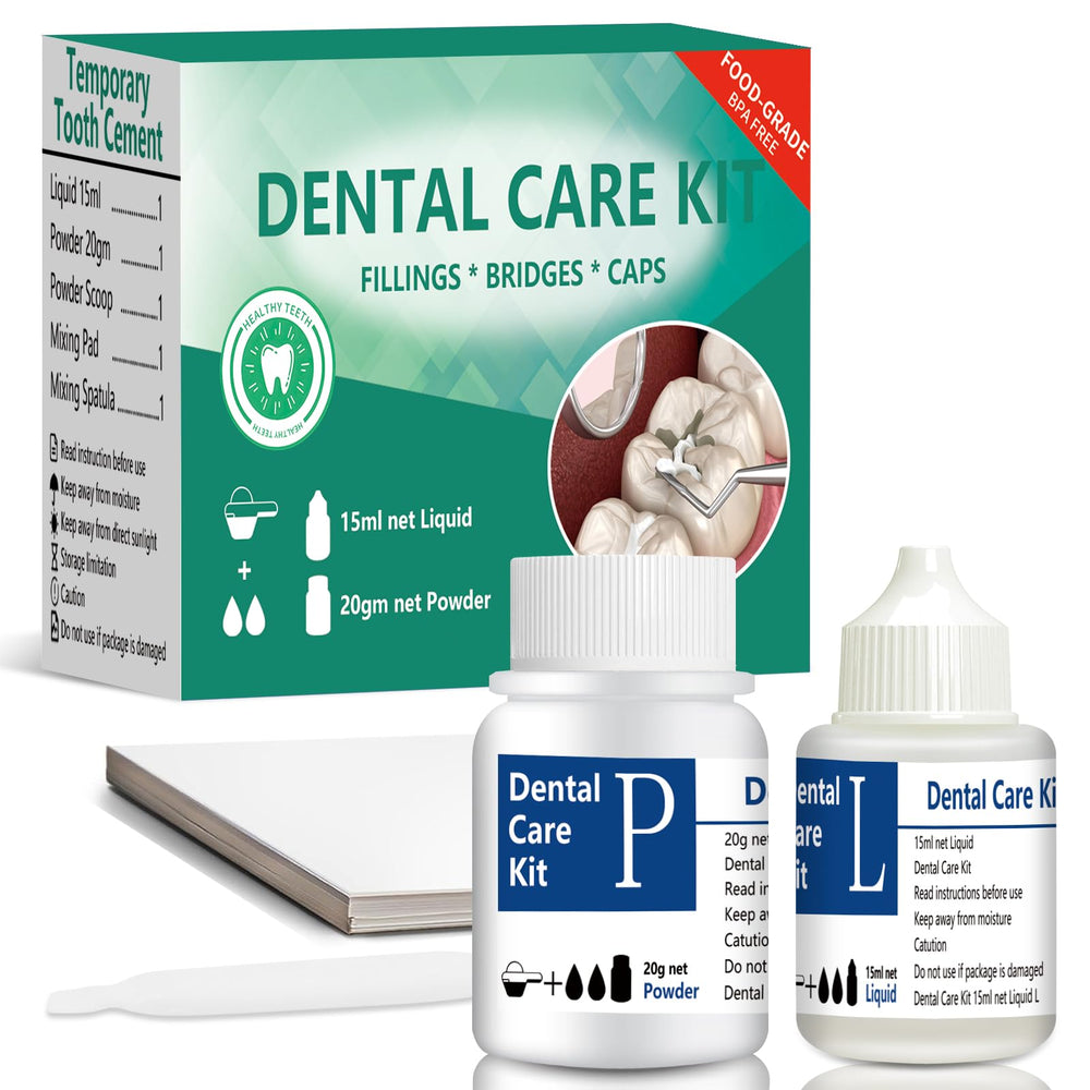 Six-piece temporary tooth repair kit with zinc oxide eugenol cement