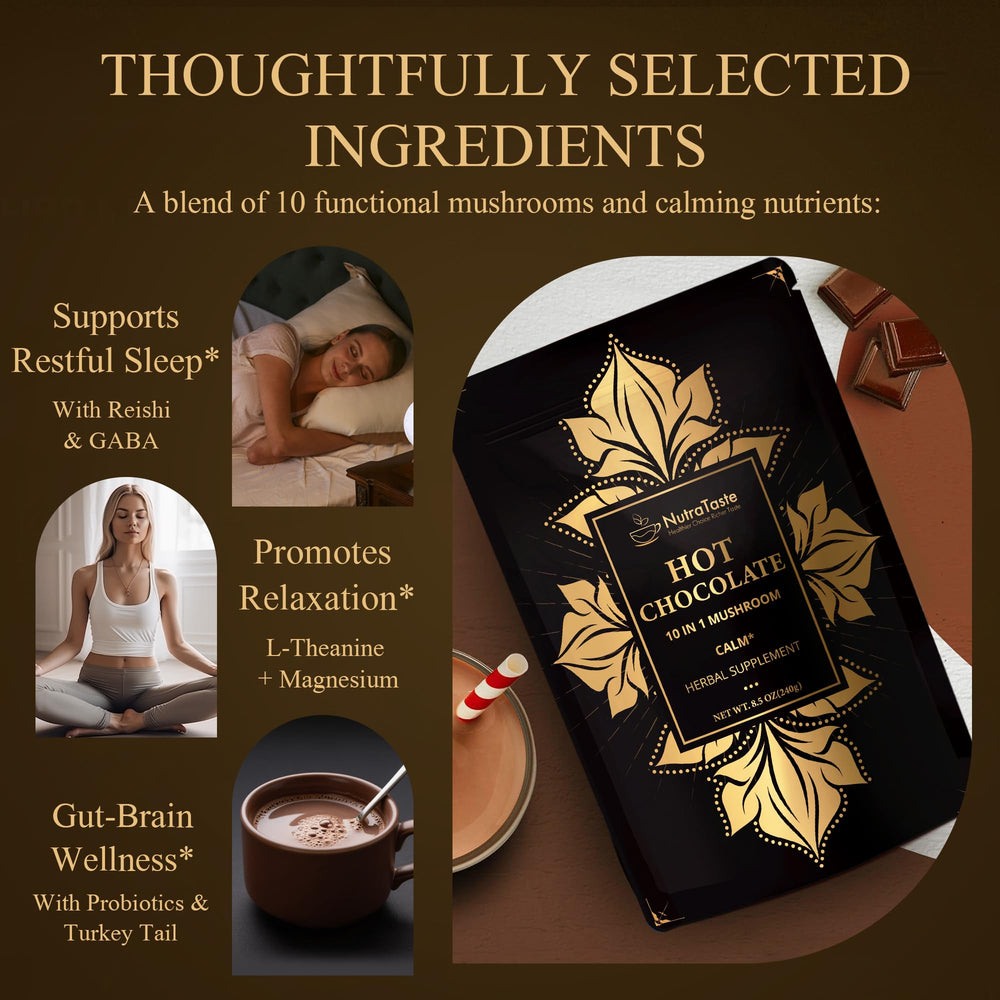 Illustration of the 10-mushroom blend (Reishi, Chaga, Lion’s Mane, Cordyceps, etc.)