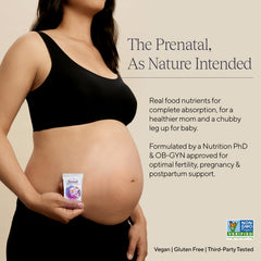 Ingredients of Tend prenatal bar showing organic components