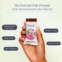 Organic ingredients banner for Tend Prenatal Bar
