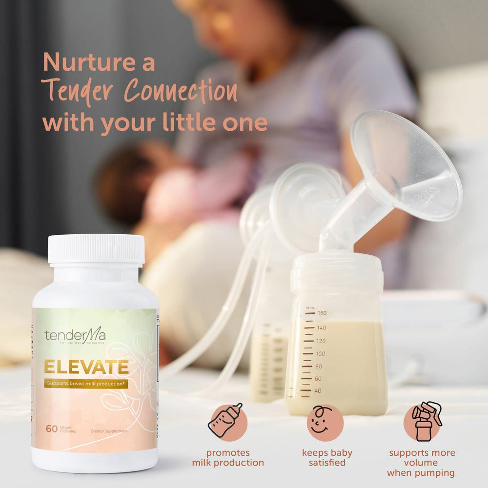 Mother breastfeeding with tenderMa Elevate product nearby