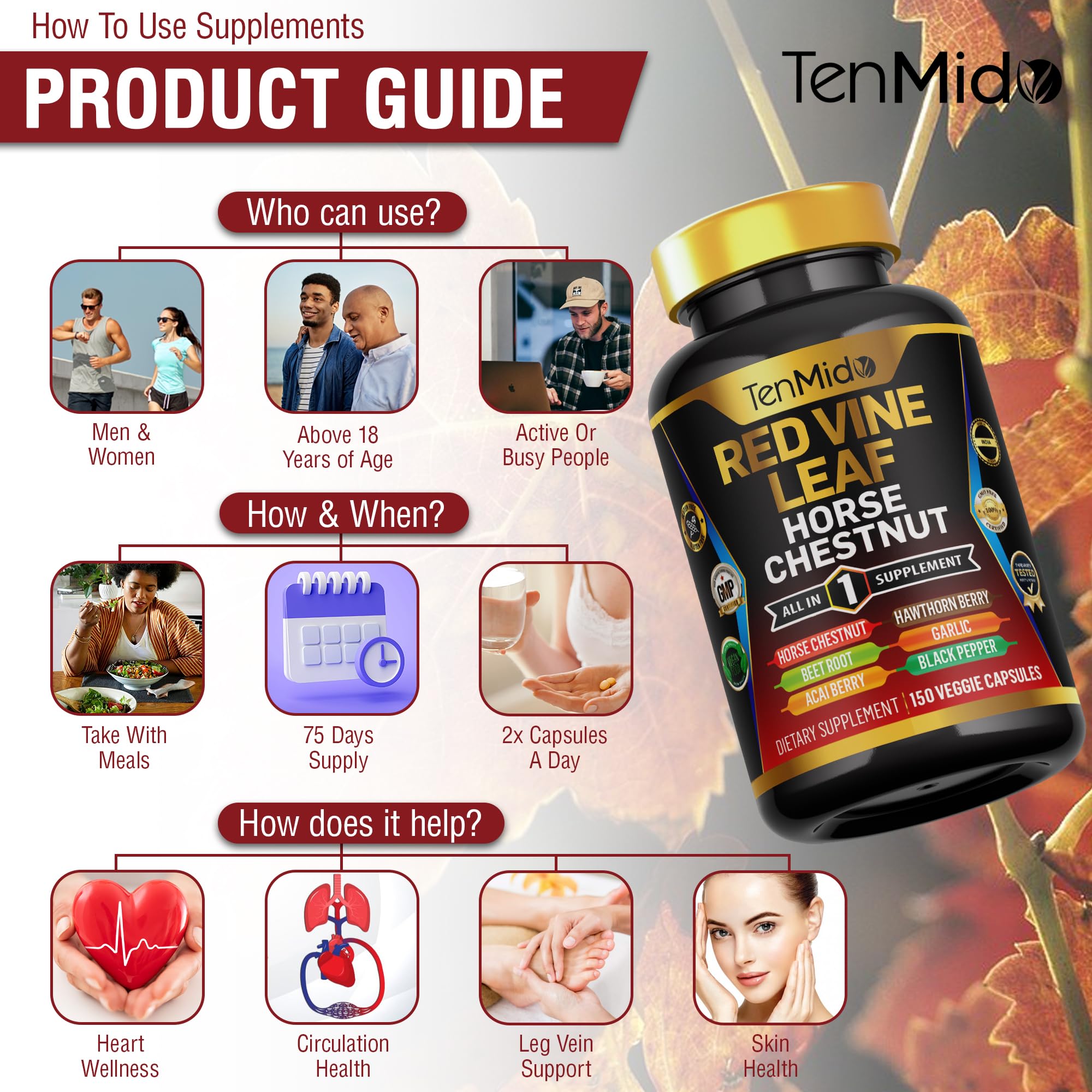 Quality assurance badges indicating non-GMO, gluten-free, vegetarian-friendly