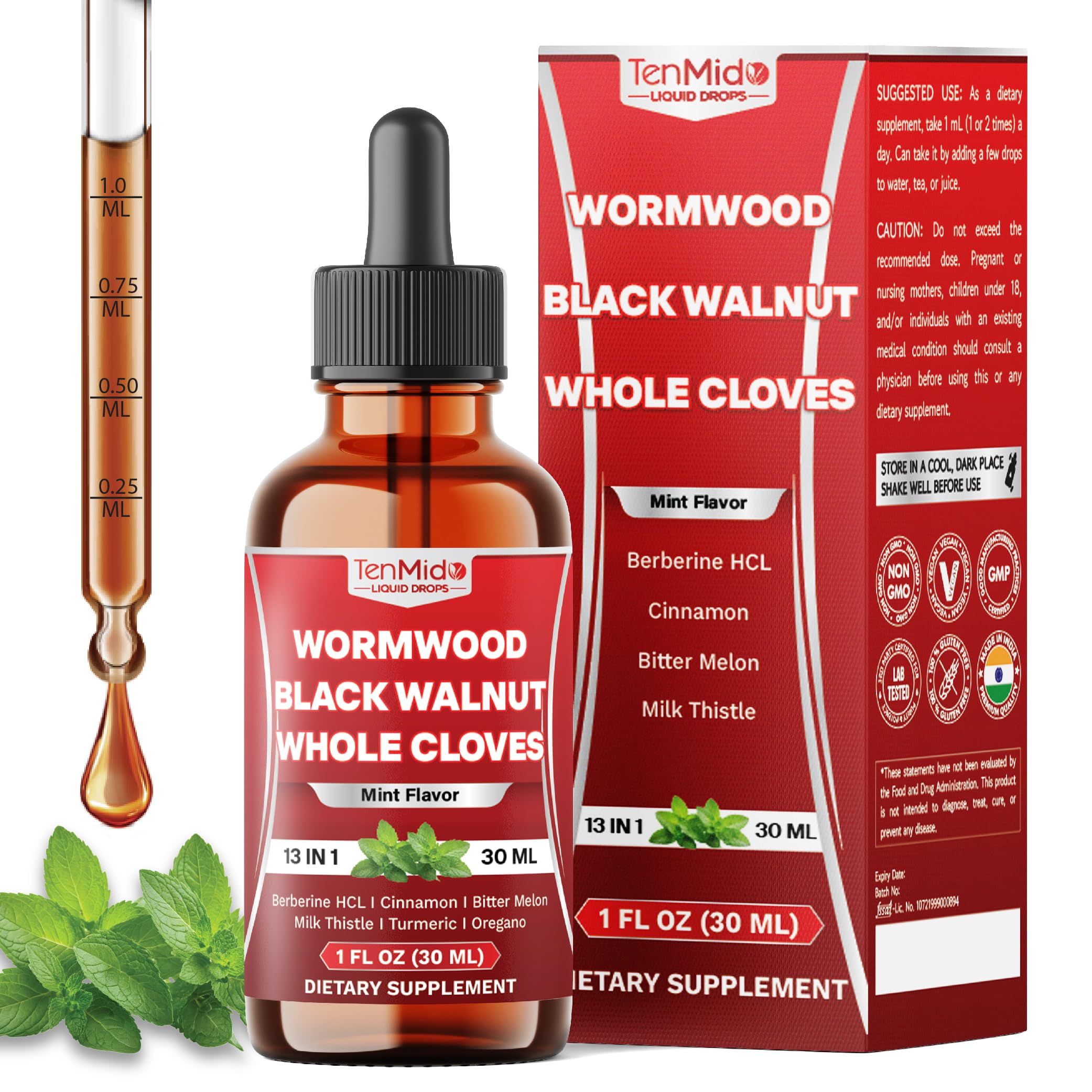 Tenmido Wormwood Tincture bottle with 30ml size