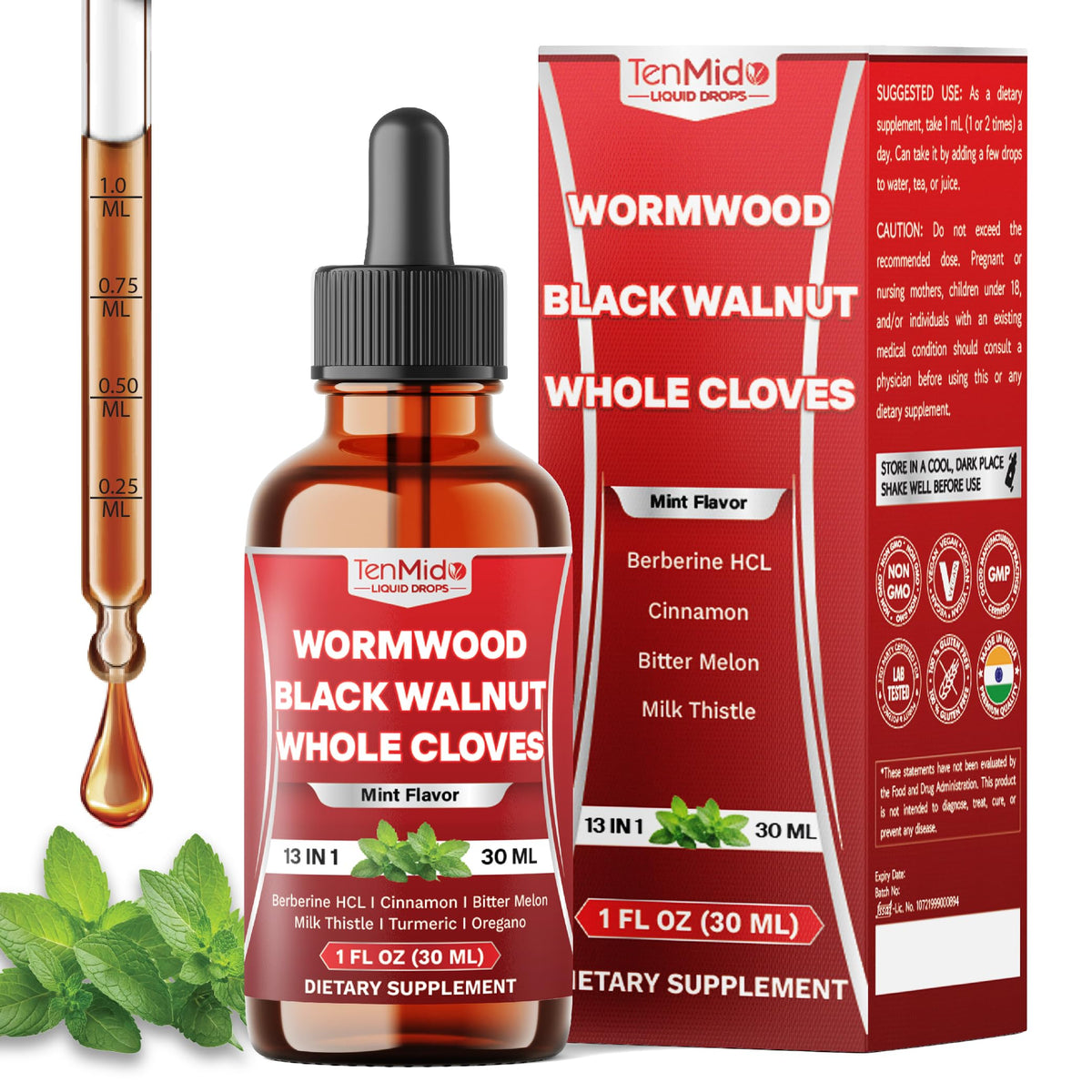 Tenmido Wormwood Tincture bottle with 30ml size