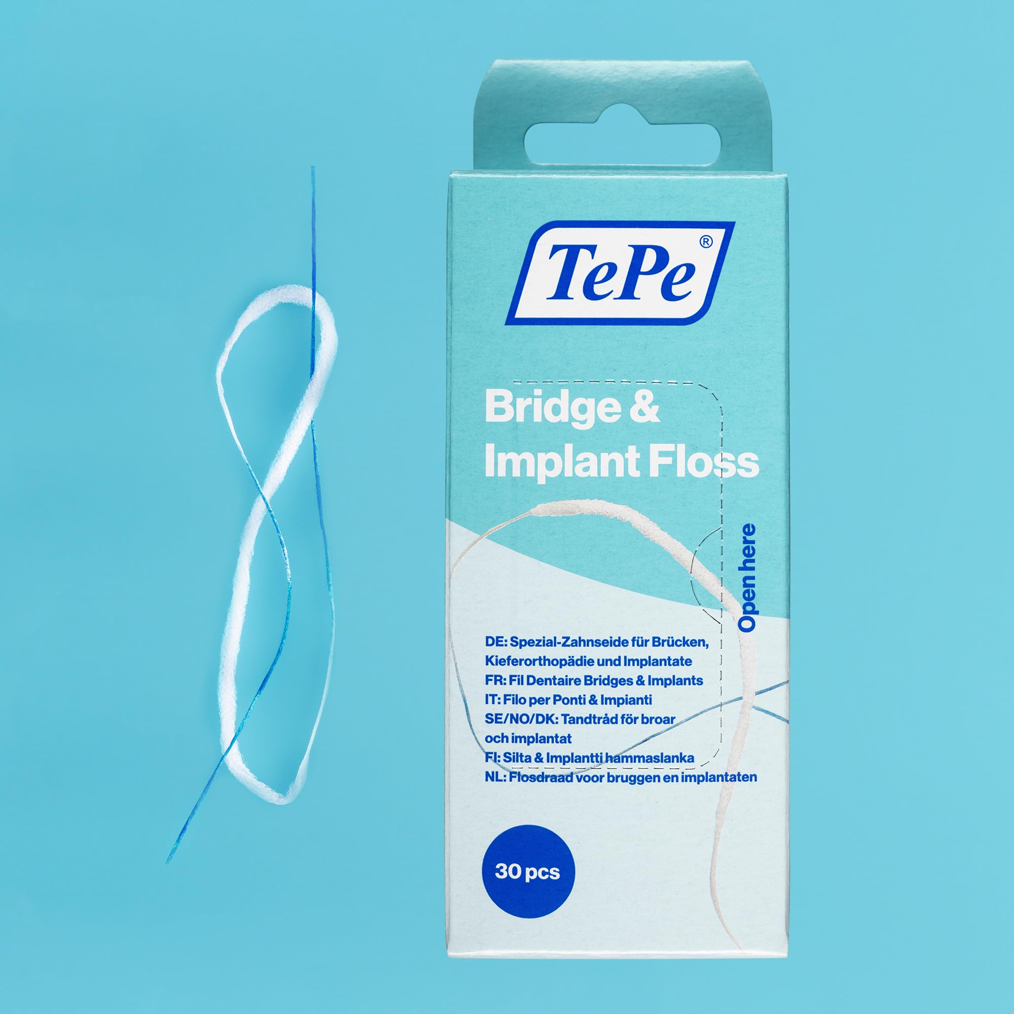 Floss passing around dental implants and braces