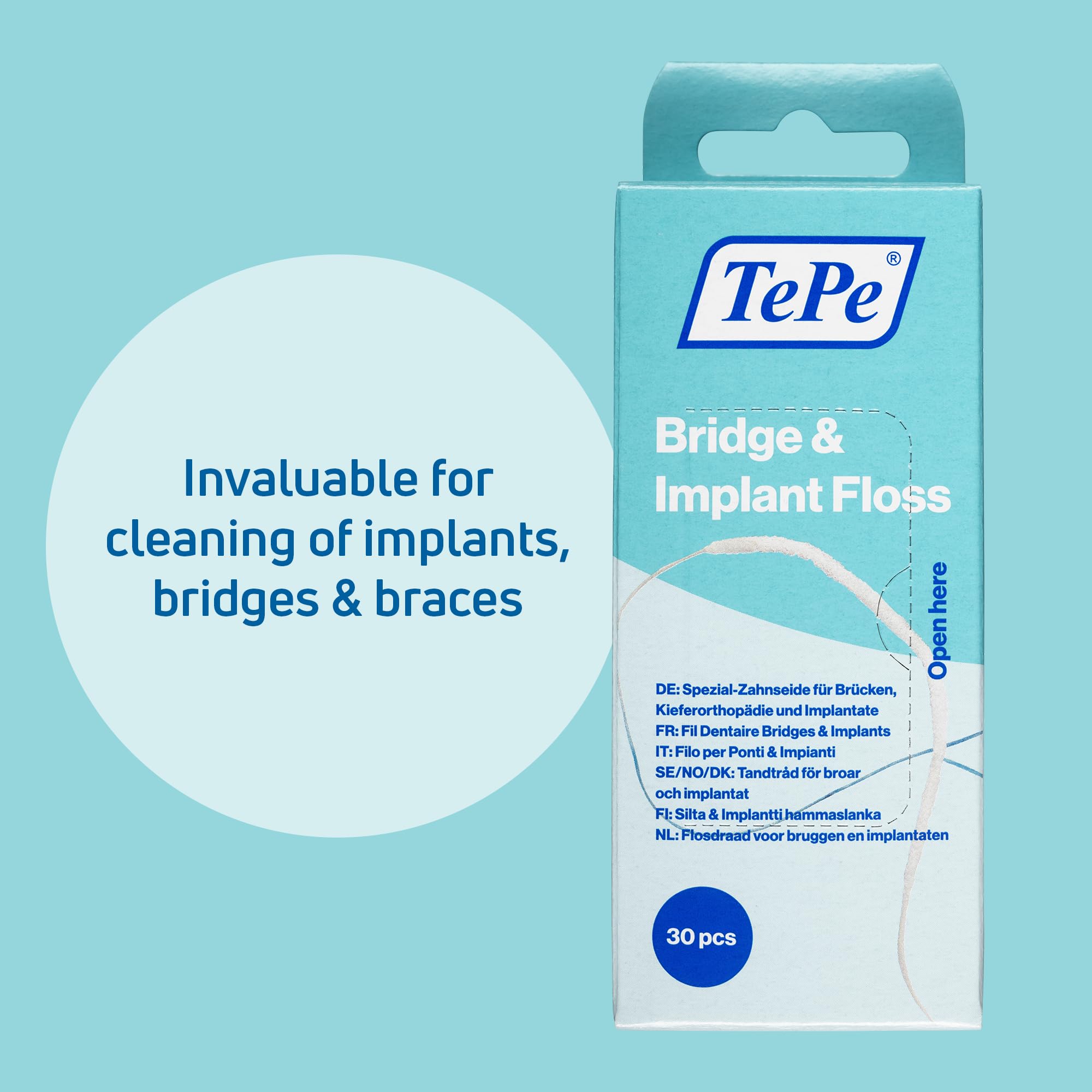 Stiff plastic ends for easy insertion between teeth