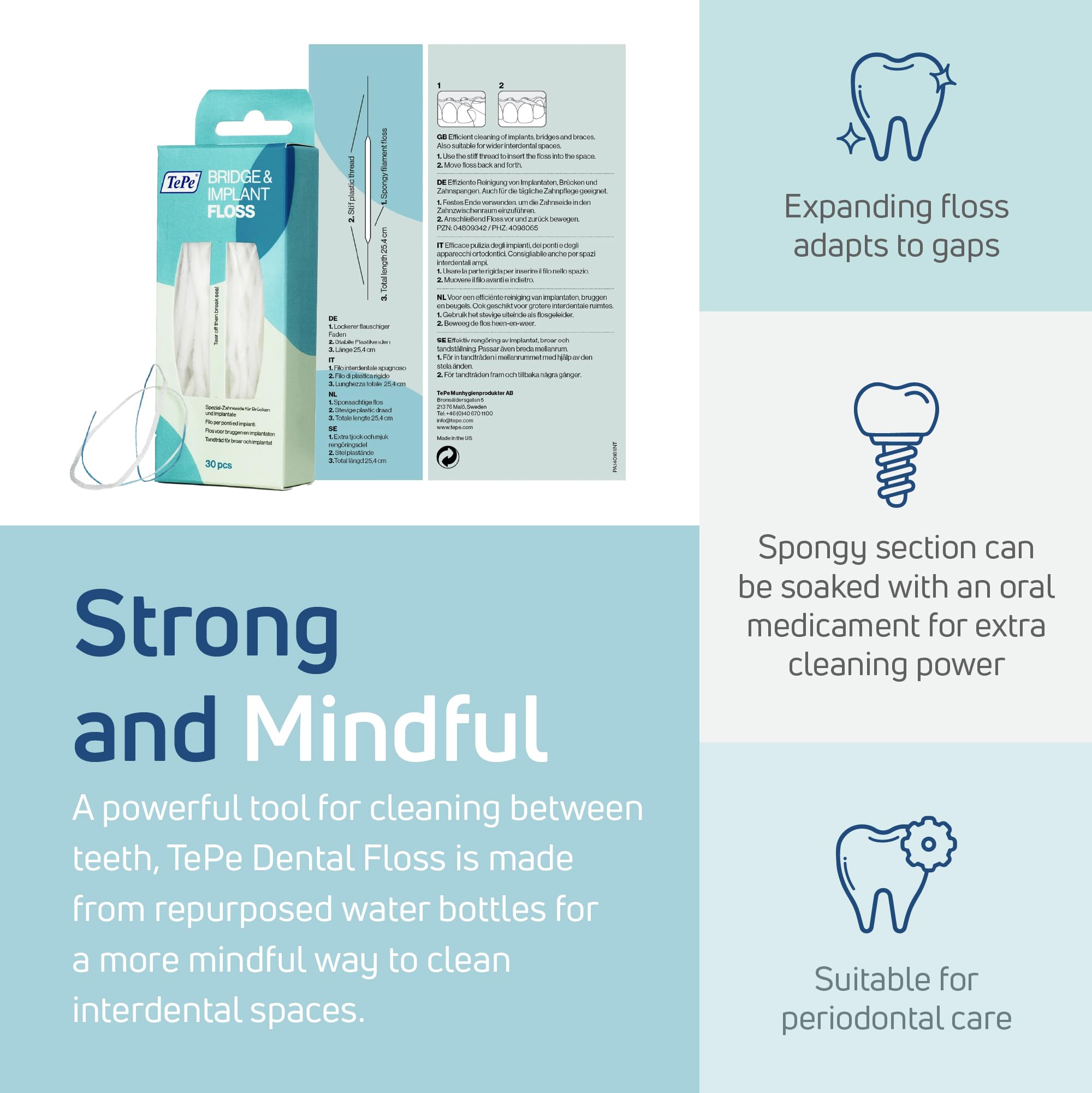 TePe dental floss threader cleaning teeth and gums