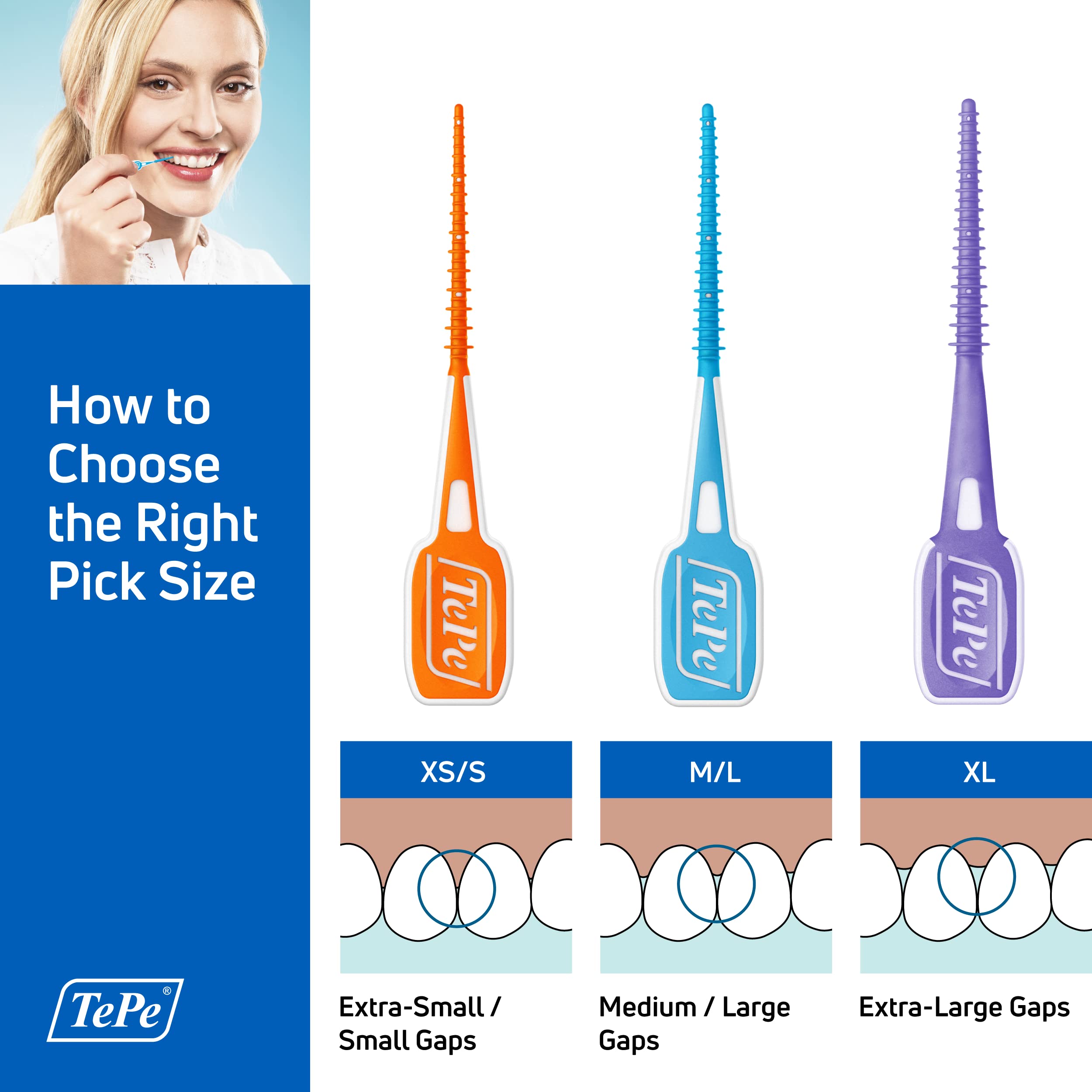 60-pack TePe floss picks with silicone coating and grips