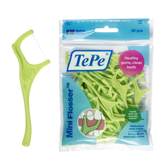 TePe Mini Flosser 36-piece pack displayed
