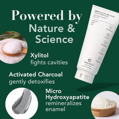Close-up of toothpaste texture highlighting hydroxyapatite and charcoal