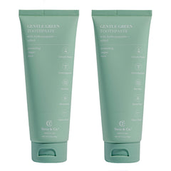Hero shot of Terra & Co Gentle Green toothpaste in mint flavor, 3.4 oz, USA-made