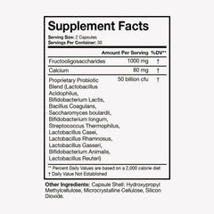 Close-up of probiotic capsules showing 50B CFU claim