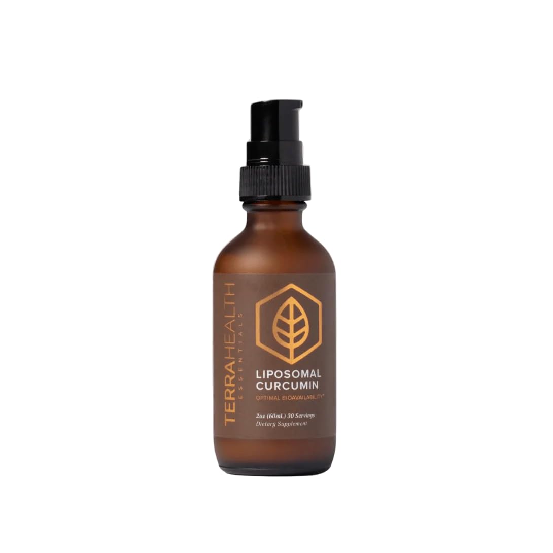 Bottle of Terra Health Essentials Liposomal Curcumin Drops - front view