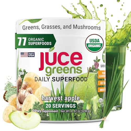 Terra Kai JUCE Green Superfood Powder container with Harvest Apple flavor